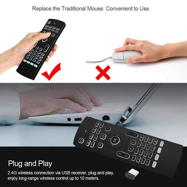 Tv Remote Controls 2.4G Backlit Air Mouse Wireless Keyboard Mini Pc Smart Android Box Projector 6 Axis Somatosensory Motion Sensing Game Infrared Learning Button