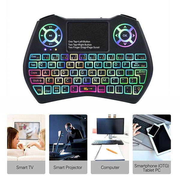 Keyboards & Keypads 2.4Ghz Led Rgb Backlit Wireless Keyboard With Touchpad Mouse Remote Control For Android Tv Box Pc Projector Black