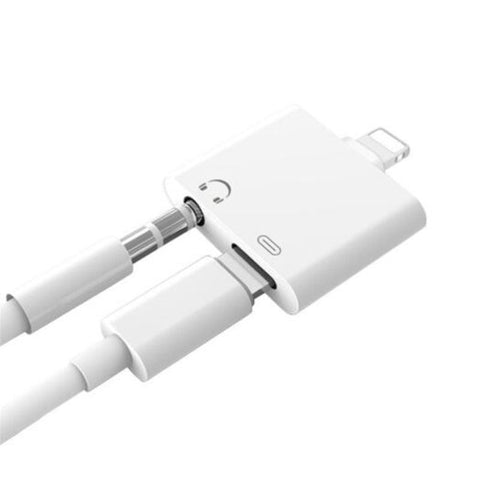 2 In 1 Headphone Audio And Charger Adapter For Iphone X / 8 Plus 7 White