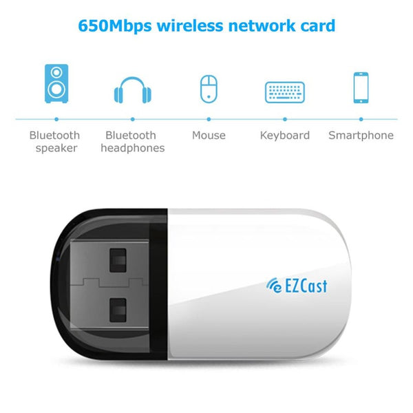 USB Wi Fi Adapters/Dongles 2 In 1 Portable Dual Band Usb 2.0 Wifi Dongle 2.4Ghz5.8Ghz Wireless Network Card Bluetooth 4.2 Adapter New