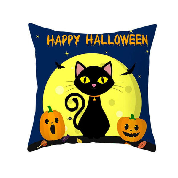 Cushions & Decorative Pillows 2Pcs Halloween Series Pumpkin Black Cat Throw Pillow Cover Decoration 45X45cm