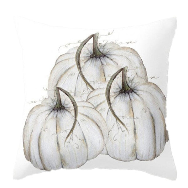 2 Pcs Thanksgiving Day Pumpkin Printed Throw Pillow Cover Pillowcases Decorative Sofa Cushion 45 X 45Cm