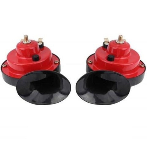 Steering Wheels & Horns 2 Pcs Universal 12V 100 125Db Loud Dual Tone Electric Snail Air Horn Red Pack Of