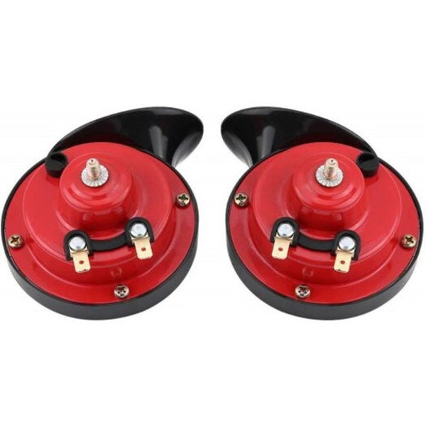 Steering Wheels & Horns 2 Pcs Universal 12V 100 125Db Loud Dual Tone Electric Snail Air Horn Red Pack Of