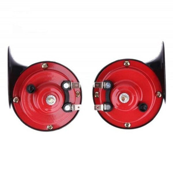 Steering Wheels & Horns 2 Pcs Universal 12V 100 125Db Loud Dual Tone Electric Snail Air Horn Red Pack Of