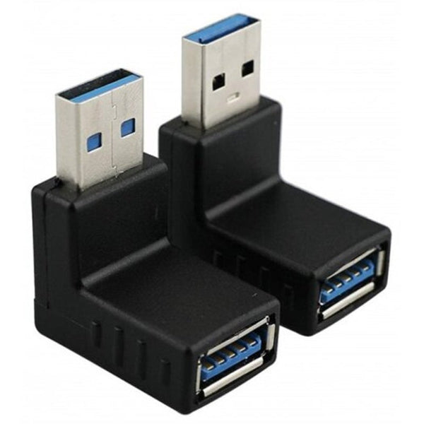 USB Cables, Hubs & Adapters 2 Pcs Usb 3.0 90 Degree Right Angled Connector Male To Female Extender L Plug Black