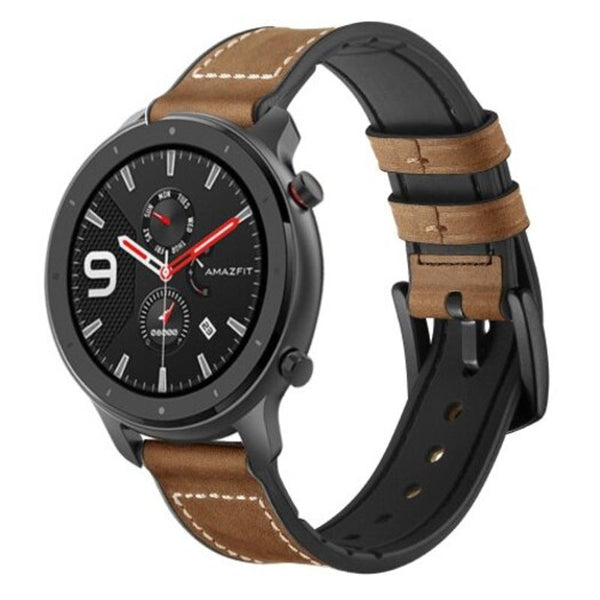 Watch Bands 20 / 22Mm Silicone Luxurious Leather Watch Band For Huami Amazfit Gtr 42Mm 47Mm Brown 20Mm