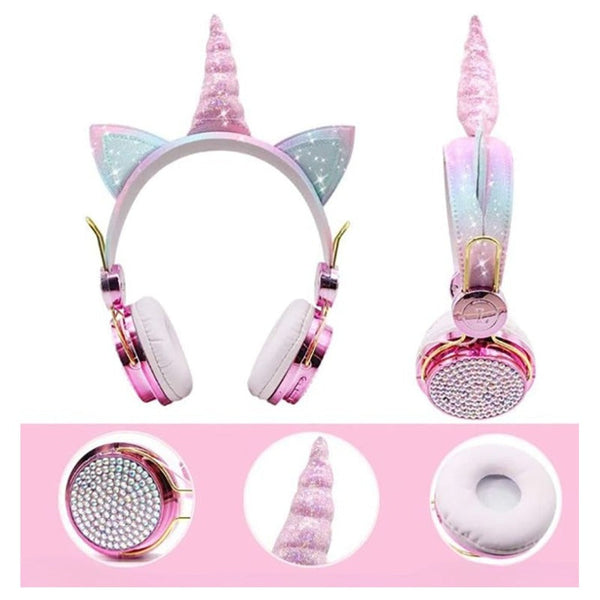 Headphones Unicorn Usb Rechargeable Wireless Bluetooth For Kids