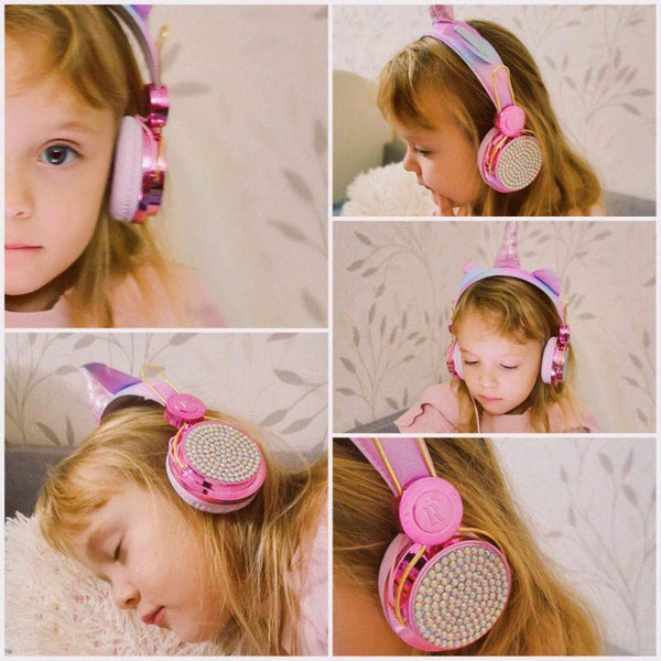 Headphones Unicorn Usb Rechargeable Wireless Bluetooth For Kids