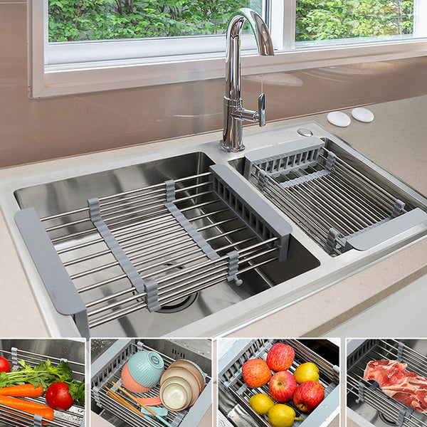 Over The Sink Stainless Steel Dish Drying Rack Kitchen Organiser