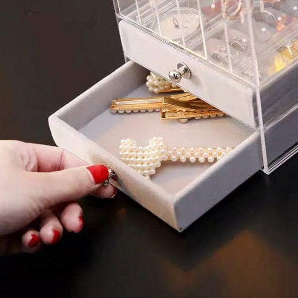 Full Display Acrylic Jewellery Storage Box Portable Dustproof