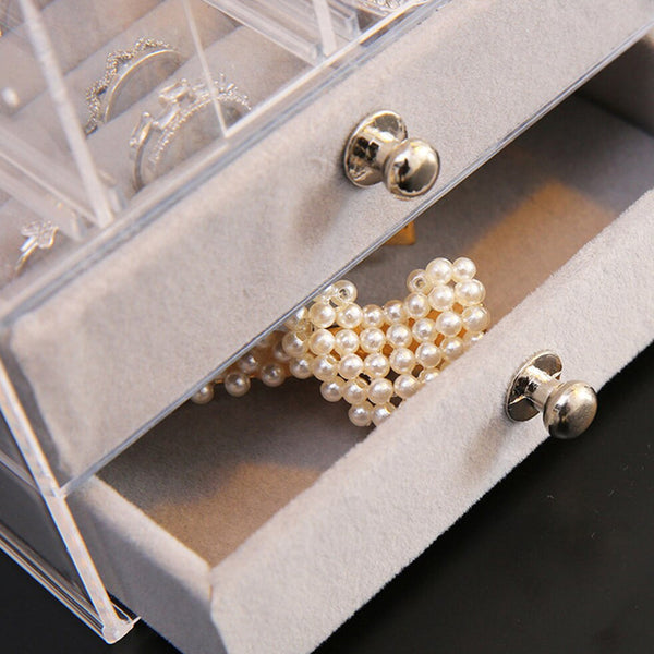 Full Display Acrylic Jewellery Storage Box Portable Dustproof