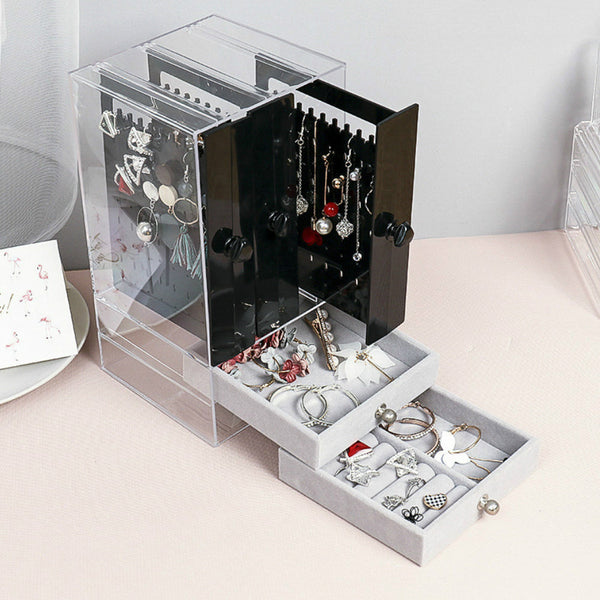 Full Display Acrylic Jewellery Storage Box Portable Dustproof