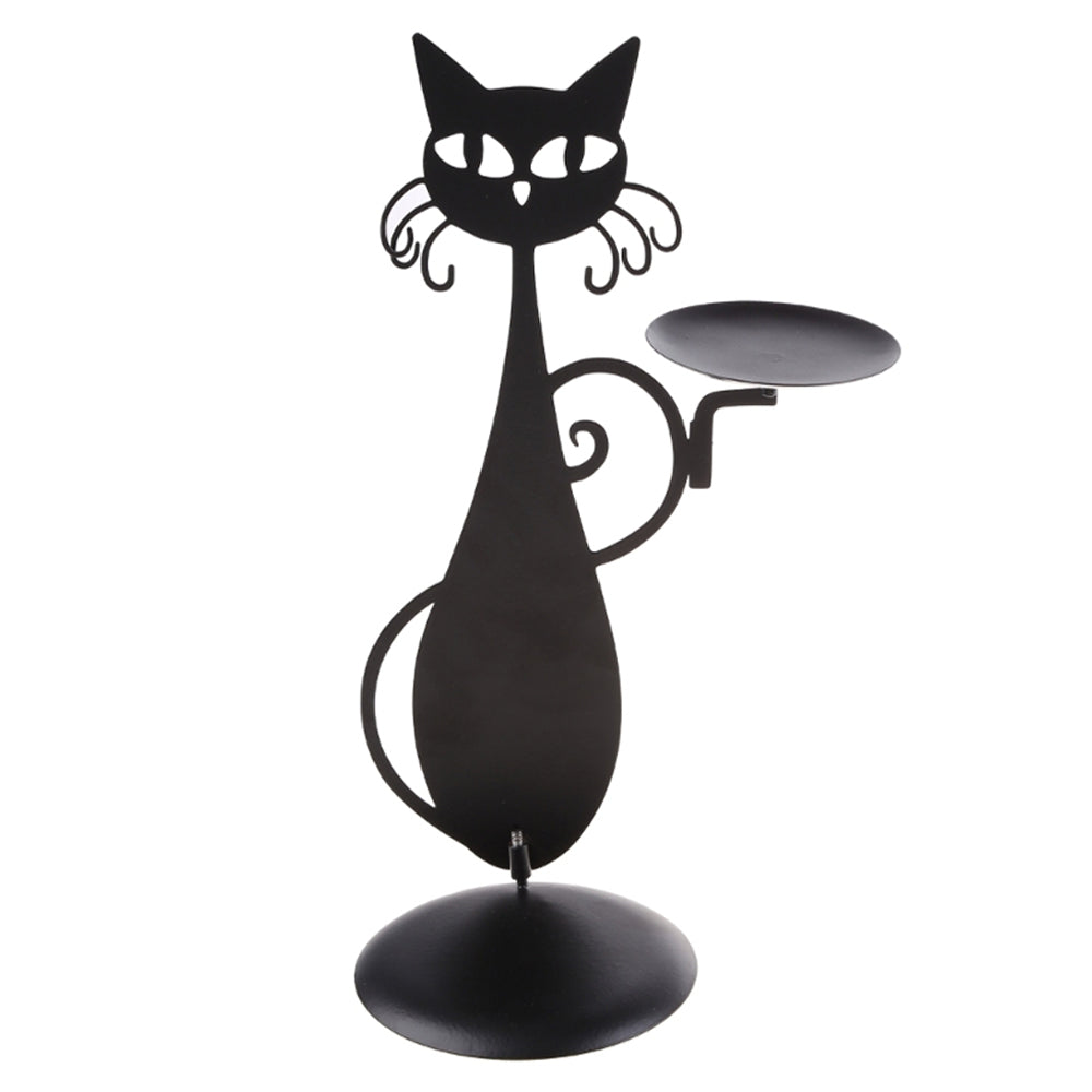 Vintage Black Cat Candle Holder Pillar Candles Led Flameless