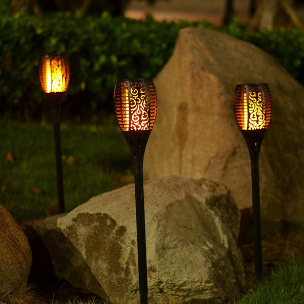 Landscape & Walkway Lights Lumiro 4 Pack 12 Led Outdoor Flickering Flame Solar Pathway Lights 100Lm Ip65