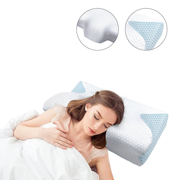 Comfeya Cervical Neck Pillow For Pain Relief Sleeping - Orthopedic Contour Memory Foam With Cooling Covers