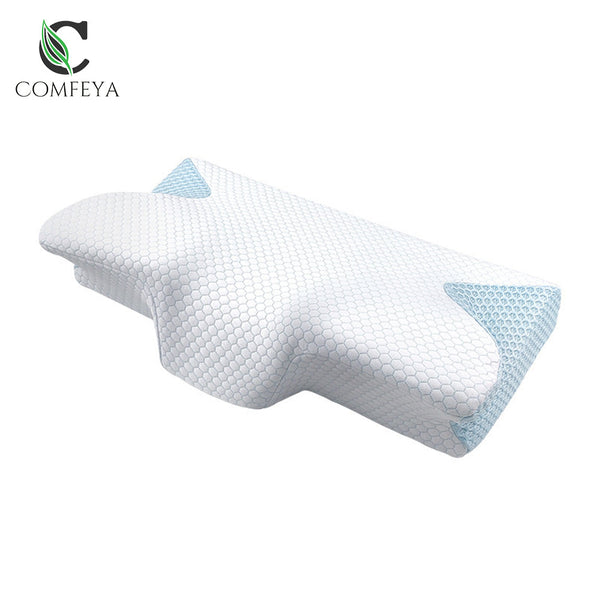 Comfeya Cervical Neck Pillow For Pain Relief Sleeping - Orthopedic Contour Memory Foam With Cooling Covers