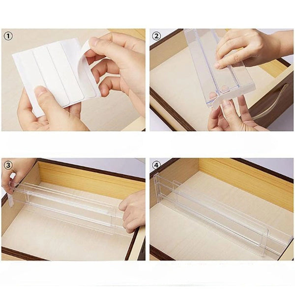 Closet Organisers 4/6/8Pcs Expandable Adjustable Plastic Clear Drawer Divider Tools