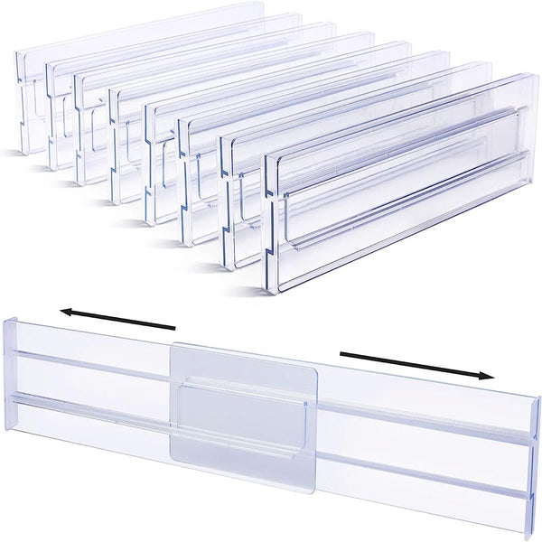 Closet Organisers 4/6/8Pcs Expandable Adjustable Plastic Clear Drawer Divider Tools