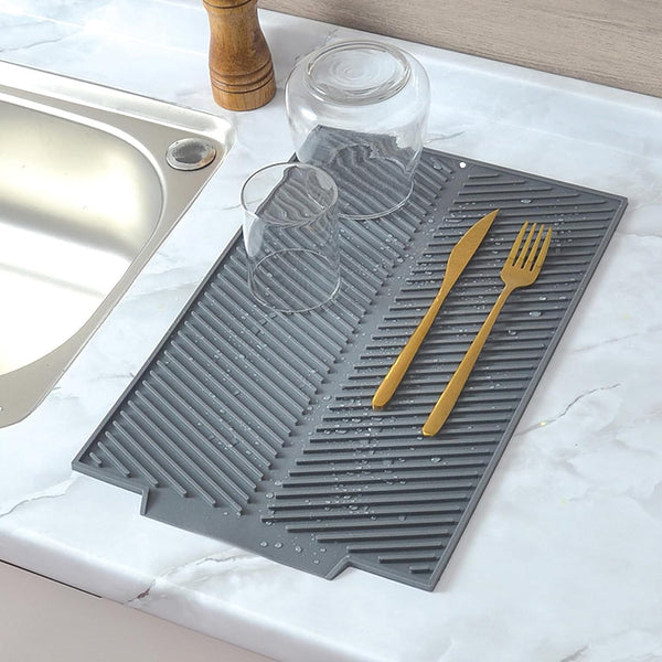 Tea Towels & Dishcloths Silicon Dish Drying Mat With Drain Lip In Three Sizes For Kitchen Use