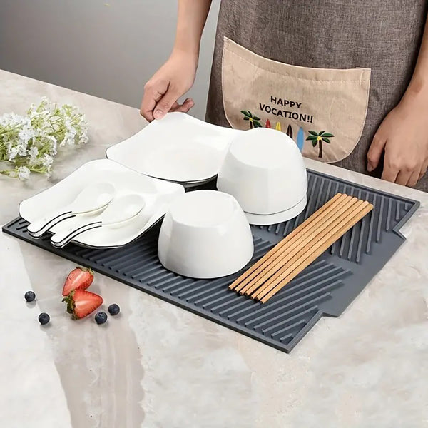 Tea Towels & Dishcloths Silicon Dish Drying Mat With Drain Lip In Three Sizes For Kitchen Use