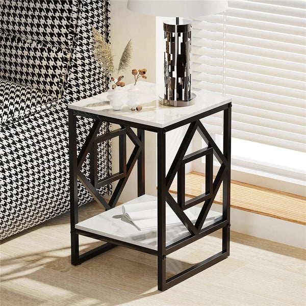 Side Tables Sleek White Marble Side Table Sofa End Bedside Nightstand