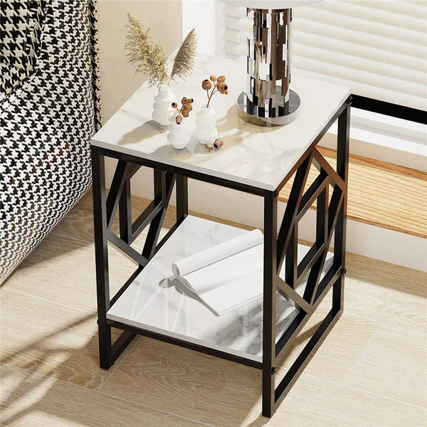 Side Tables Sleek White Marble Side Table Sofa End Bedside Nightstand