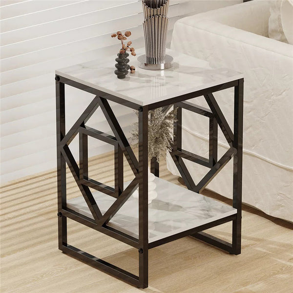 Side Tables Sleek White Marble Side Table Sofa End Bedside Nightstand