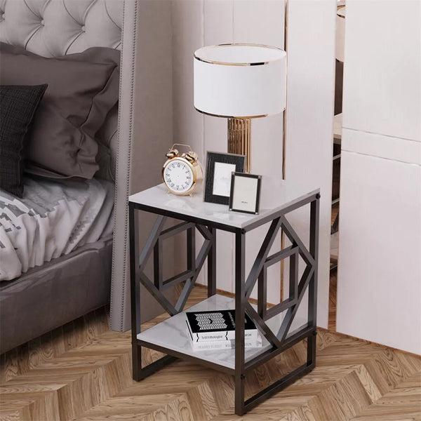 Side Tables Sleek White Marble Side Table Sofa End Bedside Nightstand