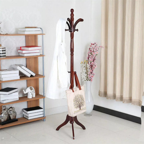 Coat & Hat Racks Solid Birch Wood Coat Racks Stand Floor Standing Hanger With Tripod Base