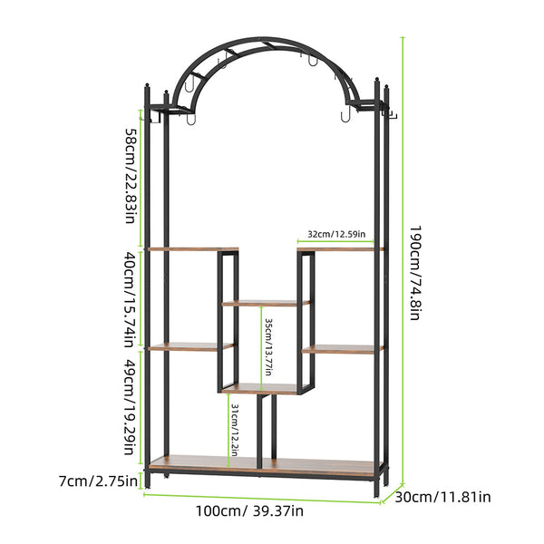 Garden Arches Extra Large Arched Metal Flower Shelf With Hanging Hooks