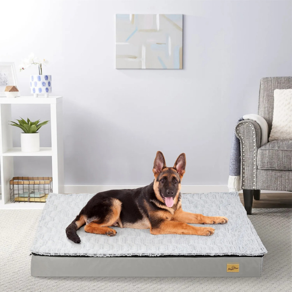 Pet Beds Gray Orthopedic Pet Calming Bed Soft Sponge Foam Base With Removable Cover