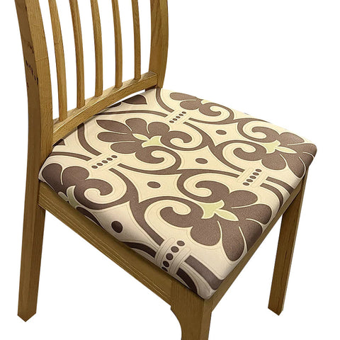 Slipcovers Chair Cover Brown Beige Pattern Print Stretch Seat For Home Dinning Kitchen