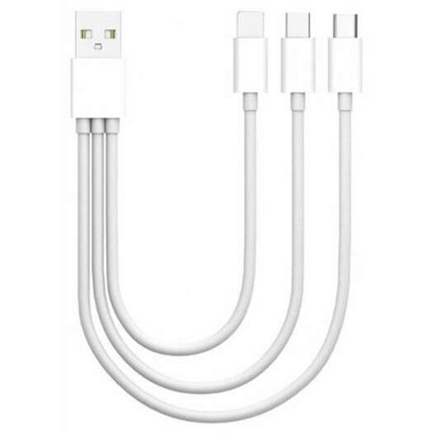 20Cm 2A Usb High Speed 3 In 1 Type 8 Pin Micro Charging Cable White
