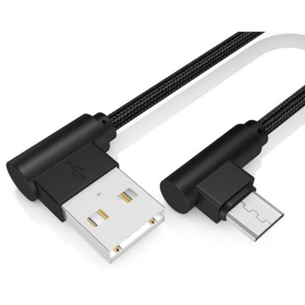 20Cm Micro Usb Charge 90 Degree Cable Black