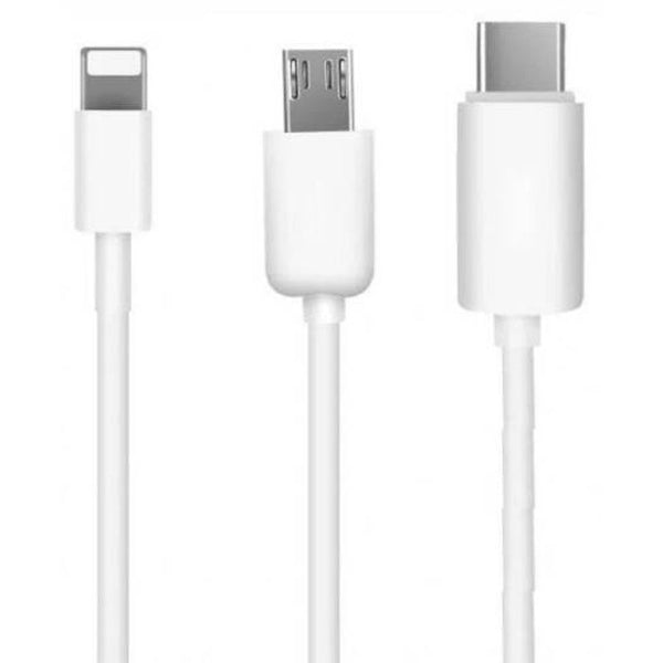 20Cm Usb 2.0 High Speed 3 In 1 Charging Data Cable White