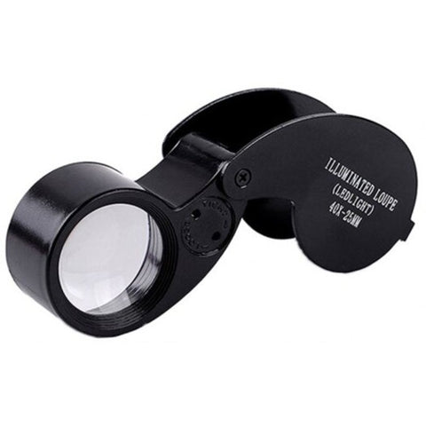 Loupes, Magnifiers 21011 40X Aluminum Alloy Magnifier With Led For Jewelry Black