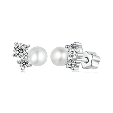 Earrings Silver Charm Original Freshwater Pearl Moissanite Earstuds S925 Pure