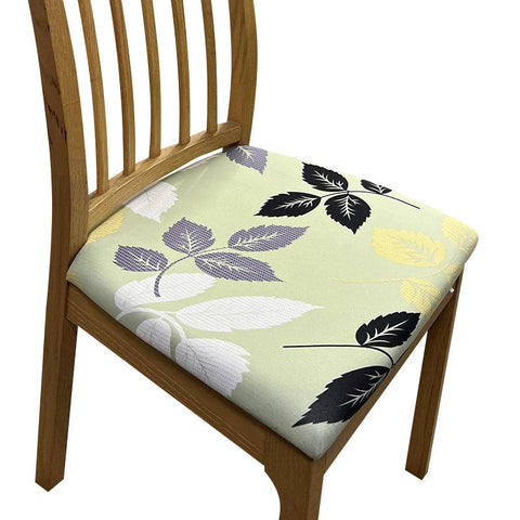 Slipcovers Chair Cover Light Green Leaf Pattern Print Stretch Seat For Home Dining Kitchen