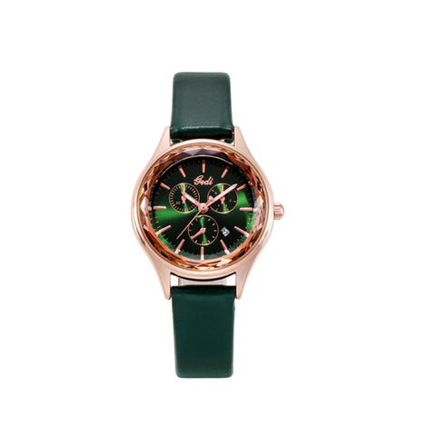 Watches 21Cm 12028 Forest Green Ladies Belt Watch Three Eye Casual Quartz Calendar Female Hand