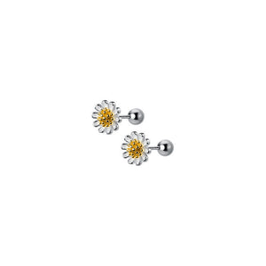 Earrings S925 Silver Daisy Flower For Women Simple Korean Fashion Jewellery