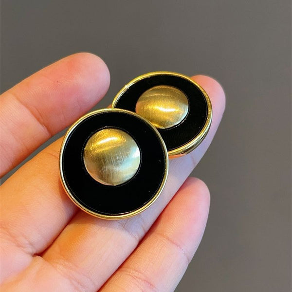 Earrings Brushed Black , Fashionable Retro Hong Kong High End Simple