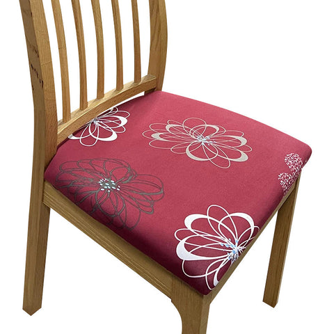 Slipcovers Maroon Simple Floral White Pattern Print Stretch Chair Cover For Home Dining Kitchen