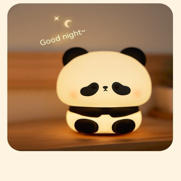 Night Lights Panda Led Night Light Silicone Usb Rechargeable Touch Lamp For Bedroom Decor