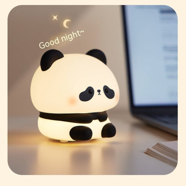 Night Lights Panda Led Night Light Silicone Usb Rechargeable Touch Lamp For Bedroom Decor