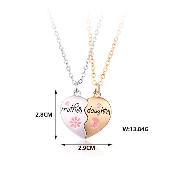 Necklaces & Pendants 2Pcs Set Jewelry Mother Daughter Necklace Matching Heart Magnetic Pendant Fashion Gifts For Mother's Day