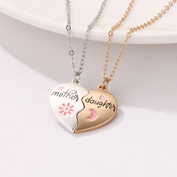 Necklaces & Pendants 2Pcs Set Jewelry Mother Daughter Necklace Matching Heart Magnetic Pendant Fashion Gifts For Mother's Day