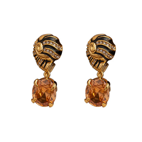 Earrings Drip Oil Palace Style Zircon Stone Pendant Screw For Elegant Occasions