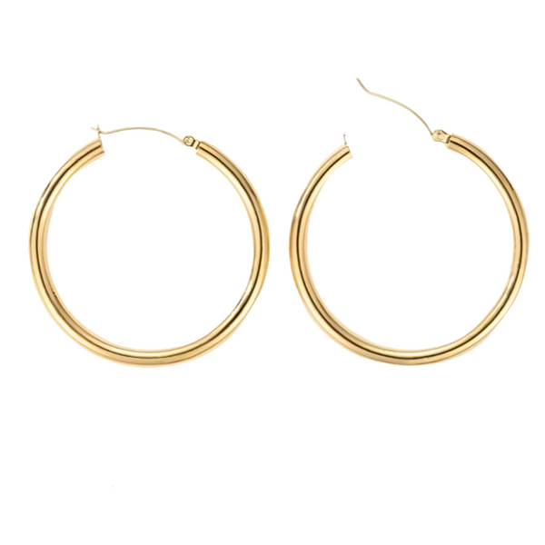 Earrings Broad Round Hoops In Gold Stainless Steel For Fashion Jewellery Collection