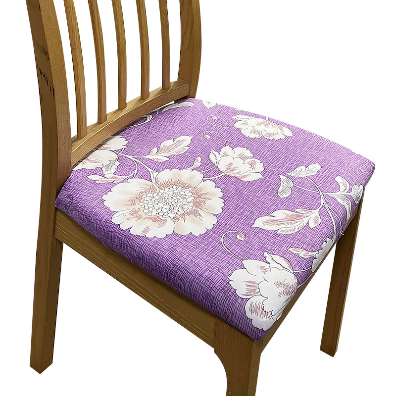 Slipcovers Chair Cover Purple Floral Pattern Print Stretch Seat For Home Dining Kitchen Washable Removable